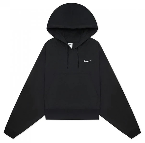 Hanorac damă Nike W Nsw Jrsy Os Po Hoodie Black/White, s.XL