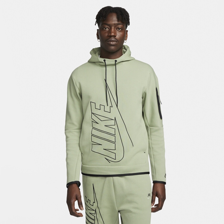 Hanorac pentru bărbați Nike M Nk Tch Flc Gx Po Hoodie Oil Green, s.XL