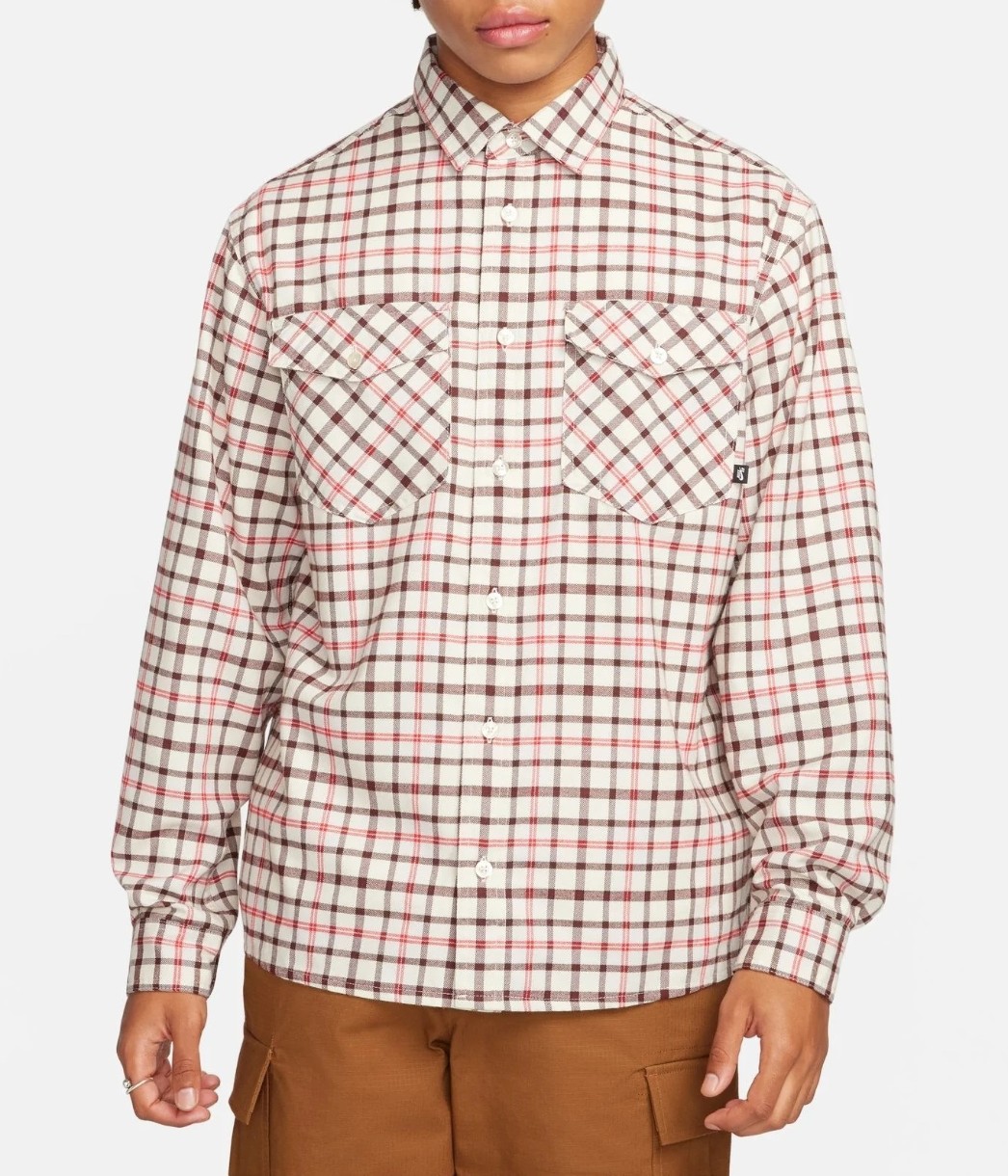 Cămașă bărbătească Nike U Nk Sb Flnl Ls Wvn Button Up Coconut Milk/Light Bone, s.S