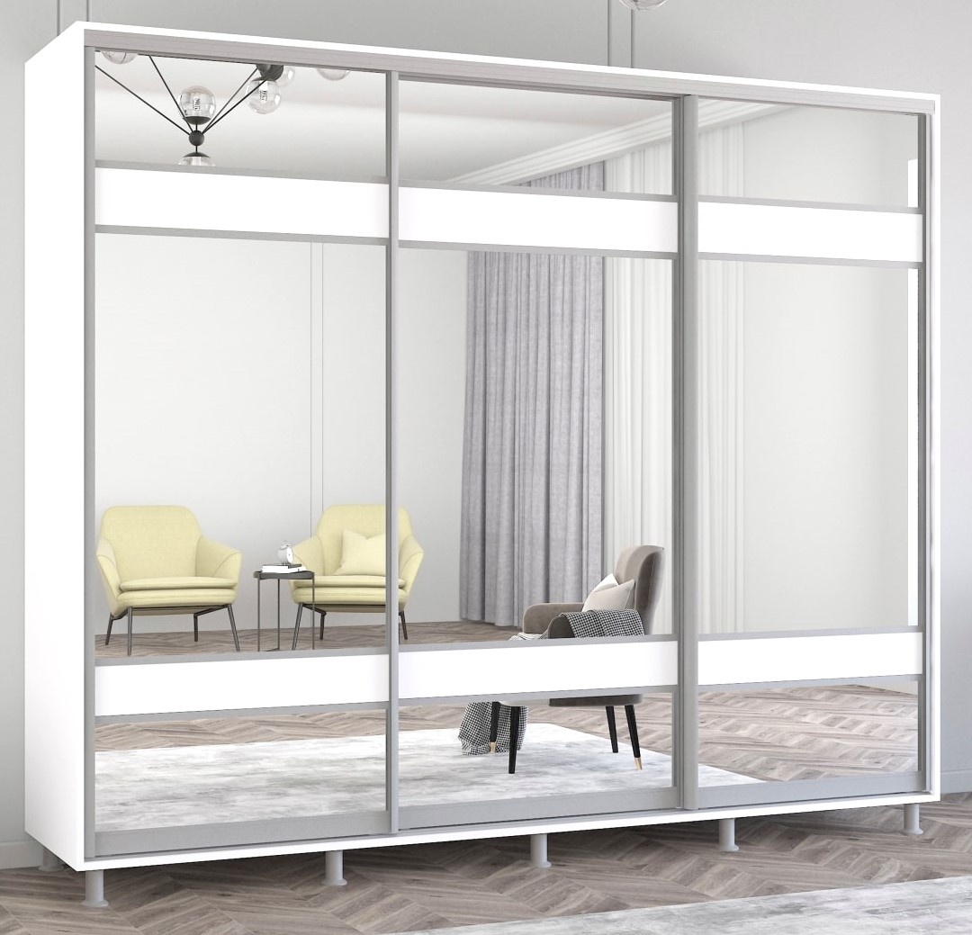 Dulap cu uşi glisante Mobildor-Lux Aron 260x220 (8681 Alb Briliant) K3