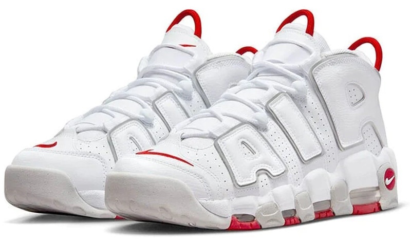 Adidași pentru bărbați Nike Air More Uptempo 96 White/Grey Fog/University Red, s.42