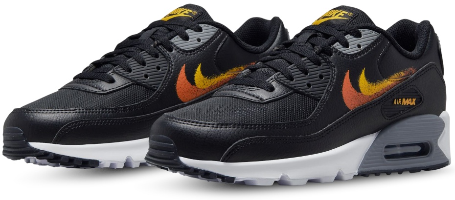 Кроссовки мужские Nike Air Max 90 Black/Universiy Gold/White/Safety, s.44.5
