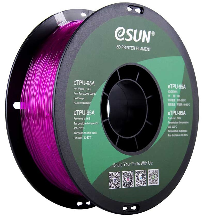 Филамент для 3D печати Esun eTPU-95A 1.75mm Transparent Purple 1kg