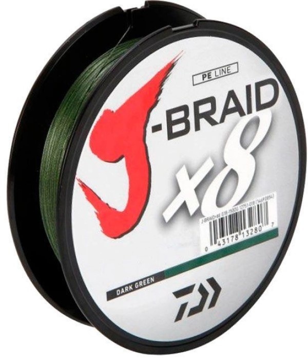 Леска для рыбалки Daiwa J-Braid X8 PE 150m Dark Green 0.13mm