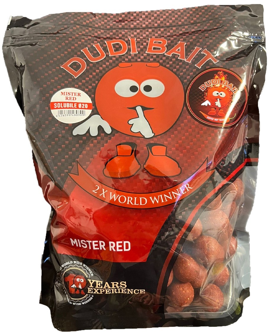 Boilies pentru pescuit Dudi Bait Mister Red Super Hot Boiled 16mm 1kg