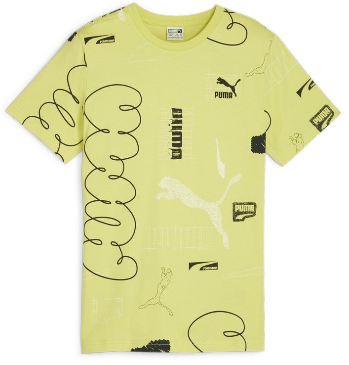 Детская футболка Puma Classics Brand Love Aop Tee B Lime Sheen, s.152