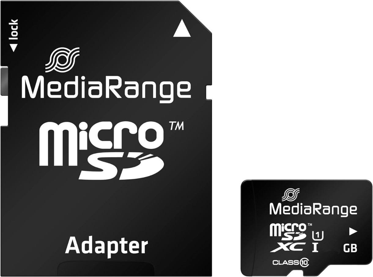 Карта памяти MediaRange microSDHC Class 10 + SD adapter 128Gb (MR945)