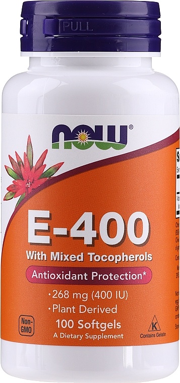 Витамины NOW E-400 With Mixed Tocopherols 100cap