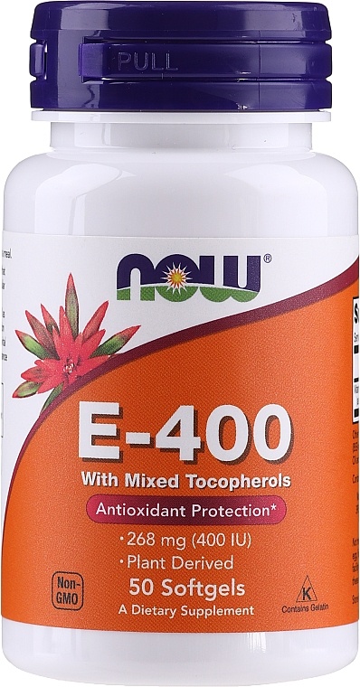 Витамины NOW E-400 With Mixed Tocopherols 50cap