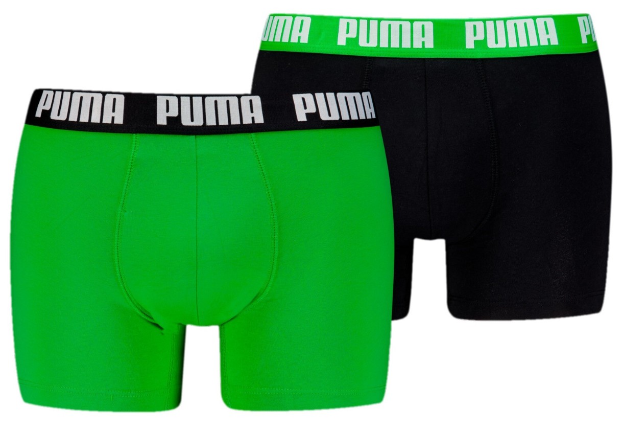 Сhiloţi pentru bărbați Puma Men Everyday Basic Boxer 2P Green/Black, s.XL
