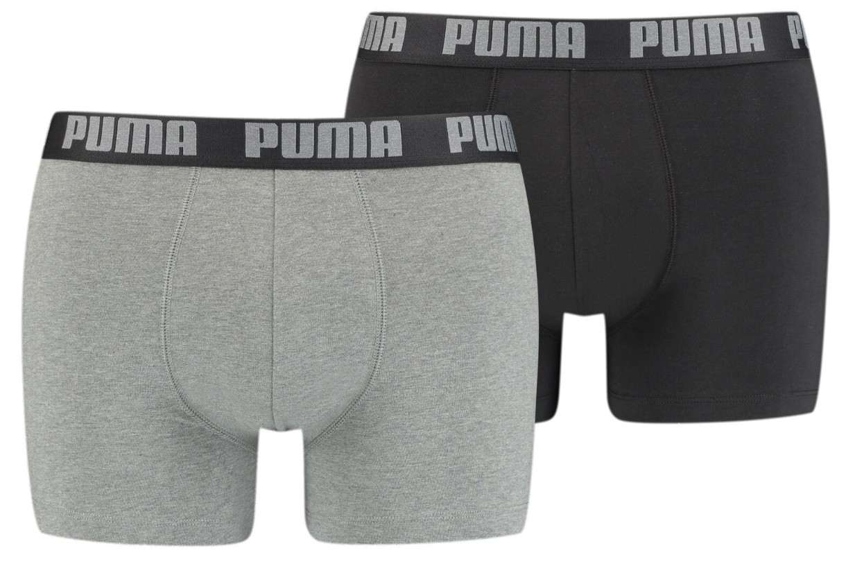 Мужские трусы Puma Underwear Basic Boxer 2P Dark Grey Melange/Black, s.L