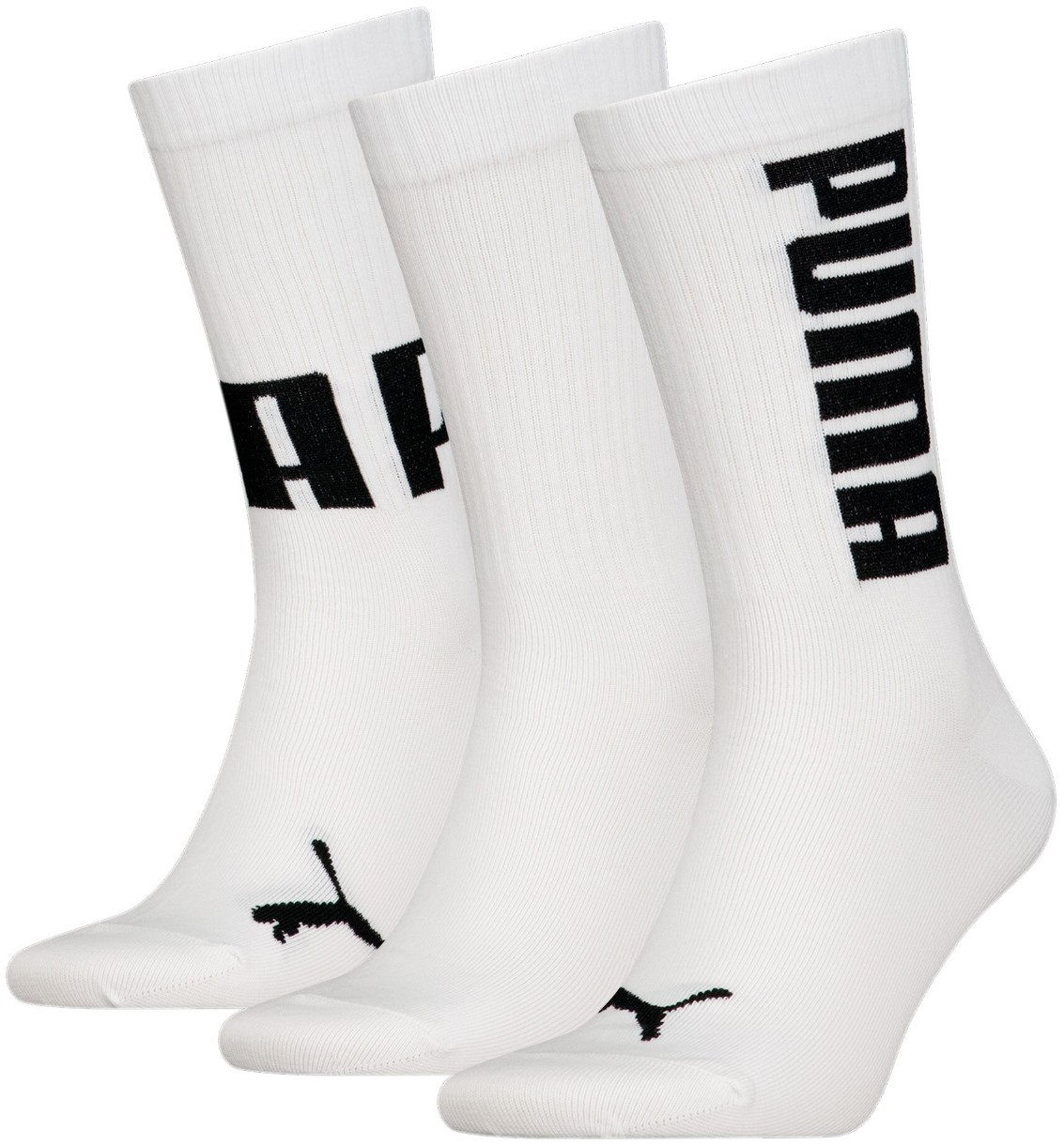 Ciorapi pentru bărbați Puma Unisex Big Logo Crew 3P White Combo, s.43-46