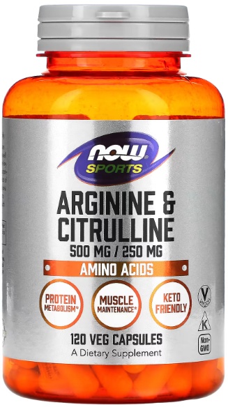Аминокислоты NOW Arginine & Citrulline 500mg/250mg 120cap