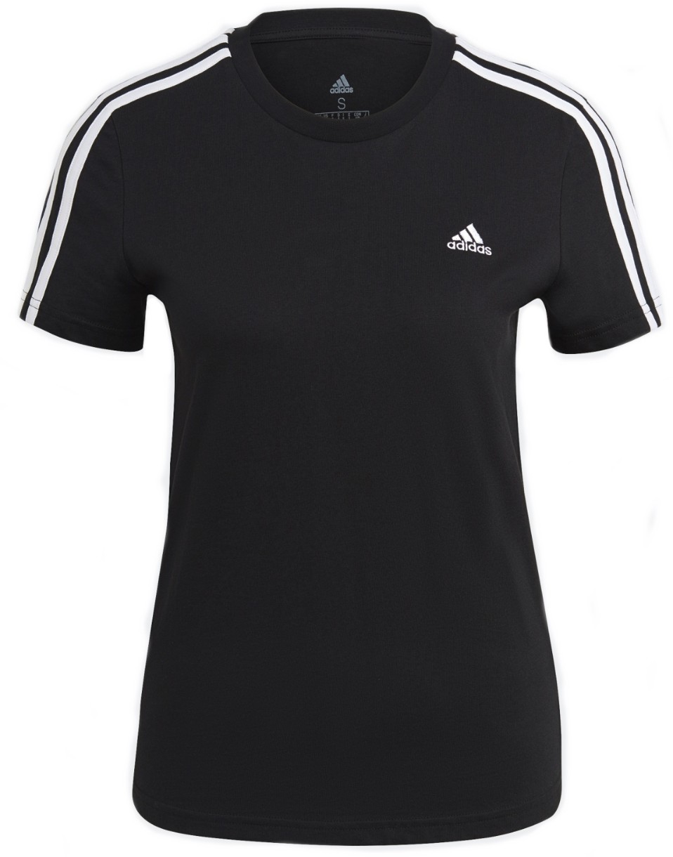 Женская футболка Adidas Shirt 3 Stripes Black/White, s.M
