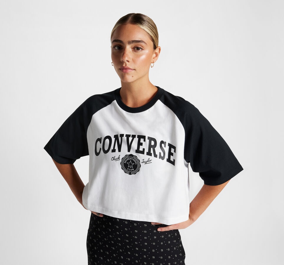 Tricou de dame Converse Retro Chuck Cropped Tee Black, s.XL