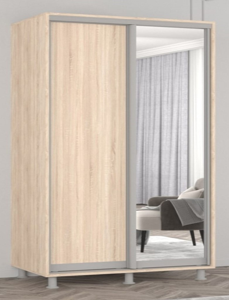 Шкаф-купе Mobildor-Lux Aron 160x230 (3025 Stejar Sonoma) uși glisante din oglindă și PAL