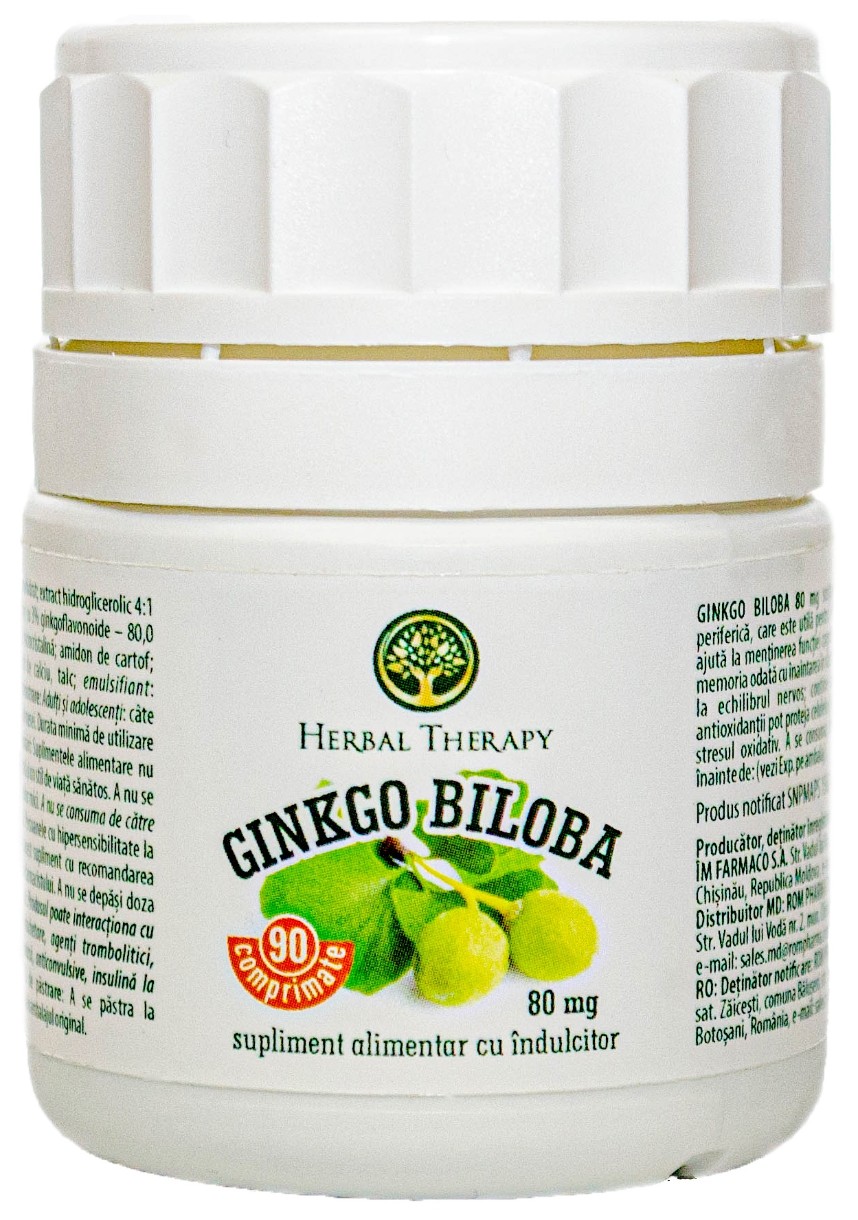 Пищевая добавка Herbal Therapy Ginkgo Biloba 80mg 90tab