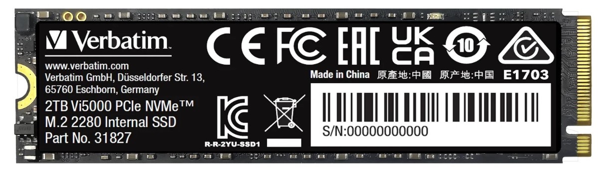 Solid State Drive (SSD) Verbatim Vi5000 2Tb (VI5000-2TB-31827)