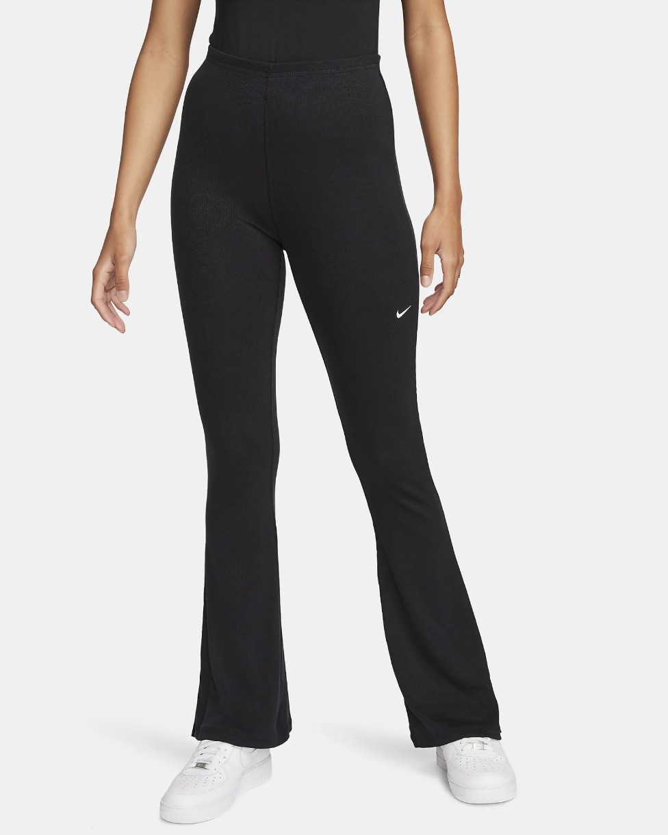 Женские леггинсы Nike Chill Knit Tight Mini-Rib Flared Black/Sail, s.XL