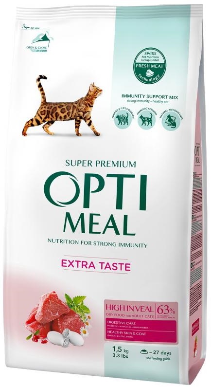 Сухой корм для кошек Optimeal Adult Cat Extra Taste Veal 1.5kg