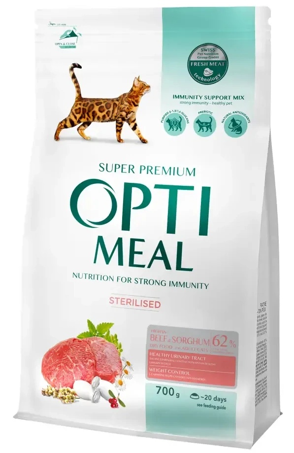 Сухой корм для кошек Optimeal Adult Cat Sterilised Turkey & Oats 700g