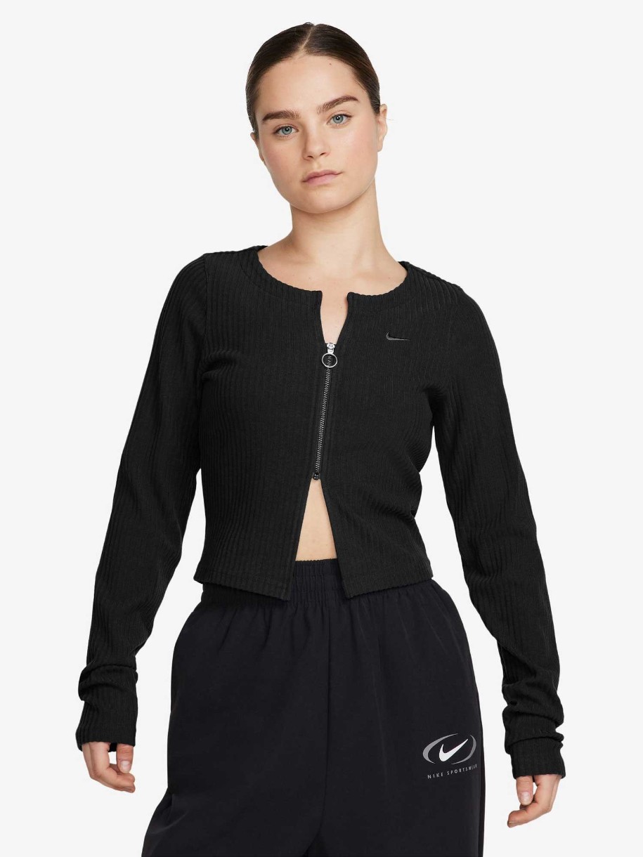 Hanorac damă Nike W Nsw Nk Chll Knt Rib Fz Crdgn Black, s.S
