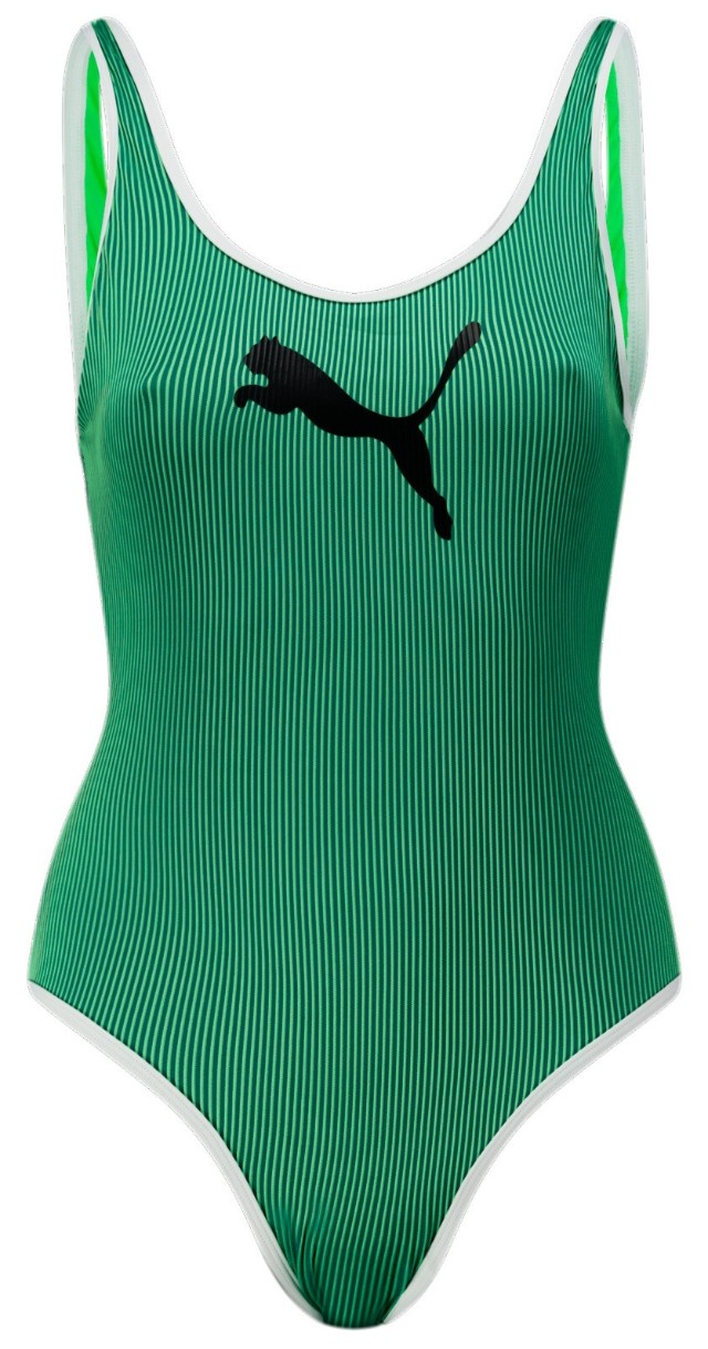 Купальник Puma Swim Women Contour Rib Swimsuit 1P Green/Black, s.S