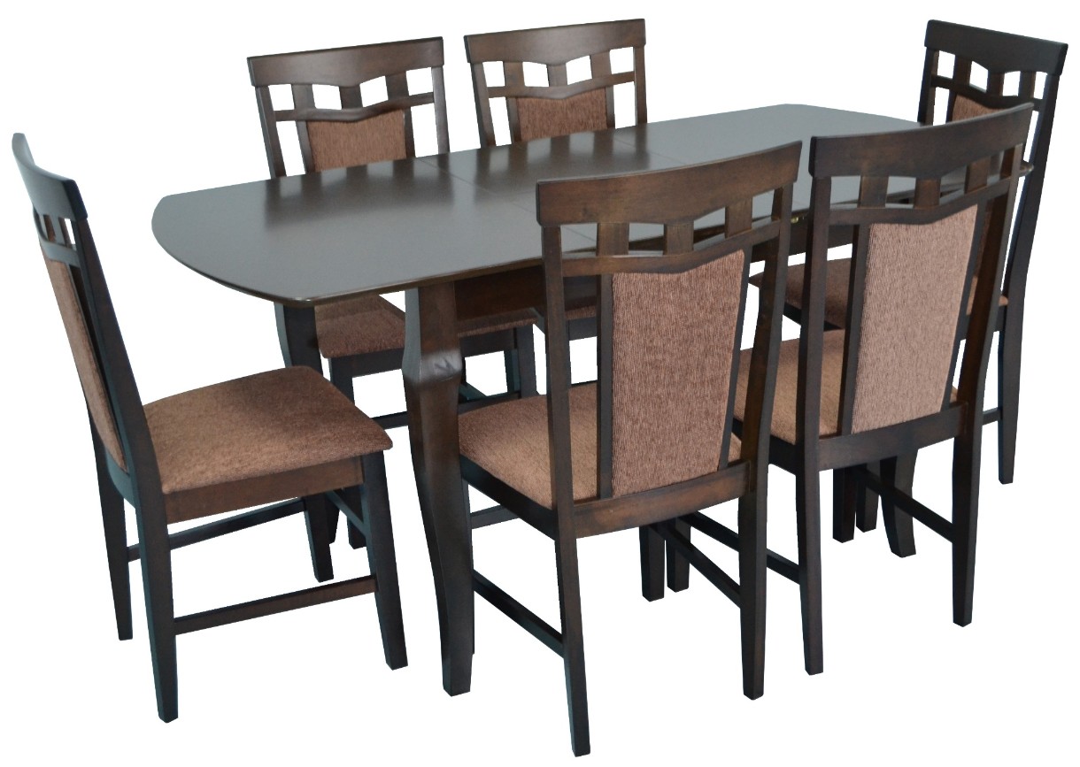 Set masă și scaune Evelin HV-29V Chocolate + 6 Deppa R Chocolate/F-789 Brown
