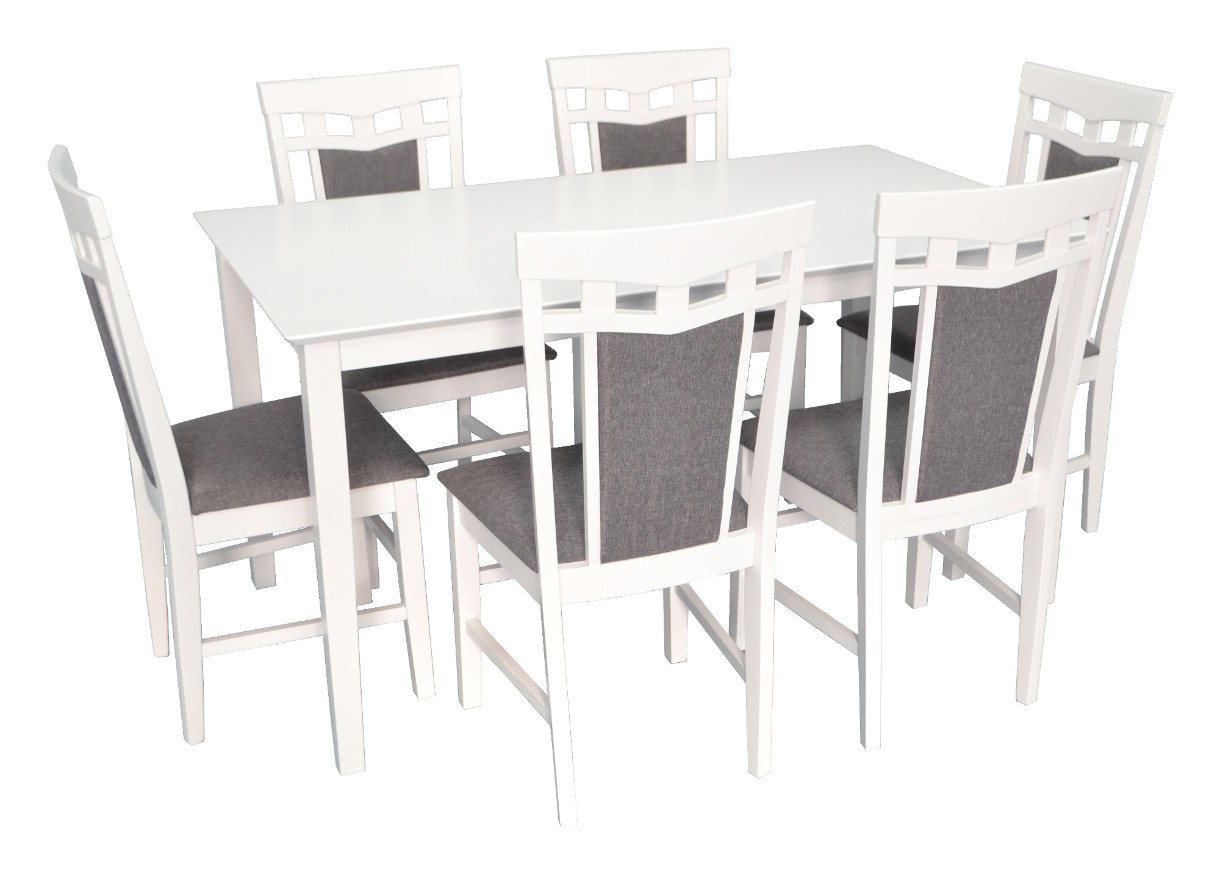 Set masă și scaune Evelin Sanflower White+ 6 Deppa R White/NV-10WP Grey