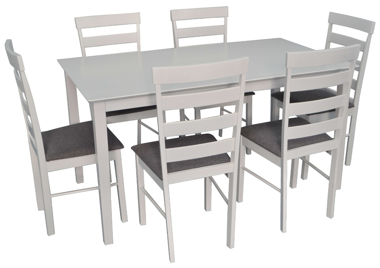 Set masă și scaune Evelin Sanflower White + 6 Gloria White/NV-10WP Grey