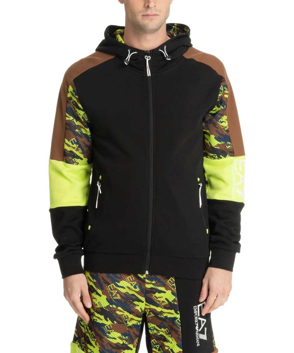 Hanorac pentru bărbați Emporio Armani EA7 Felpa Black, s.M (3DPM21-PJEQZ-1200)