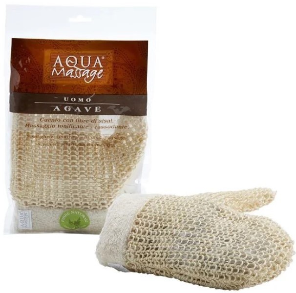 Buretă-mănușă de baie Aqua Massage Uomo Agave