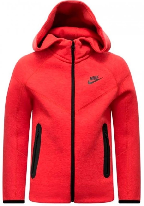 Детская толстовка Nike B Nsw Tech Flc Fz Light University Red Heather/Black, s.L
