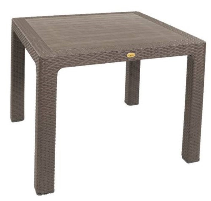 Садовый стол Florya Garden Rattan 90x90 fara sticla Ciocolata