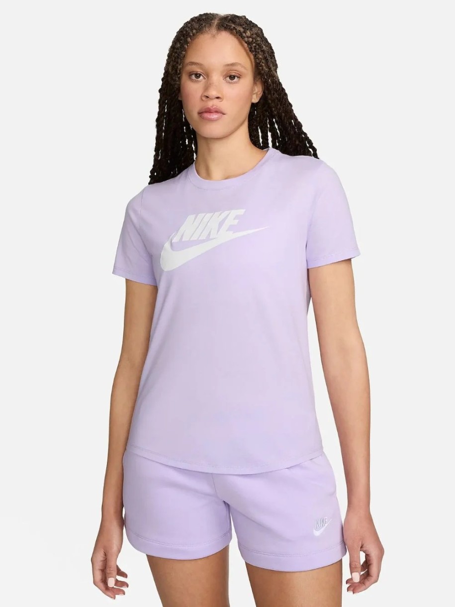 Женская футболка Nike W Nsw Tee Essntl Icn Ftra Violet Mist/White, s.S