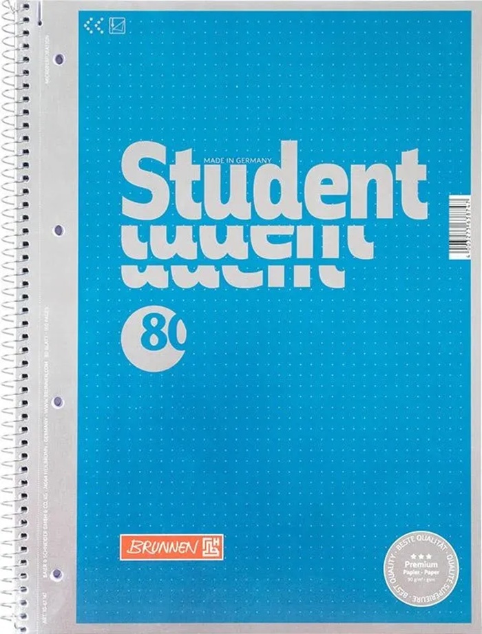 Caiet Brunnen A4/80p Premium Student Cyan