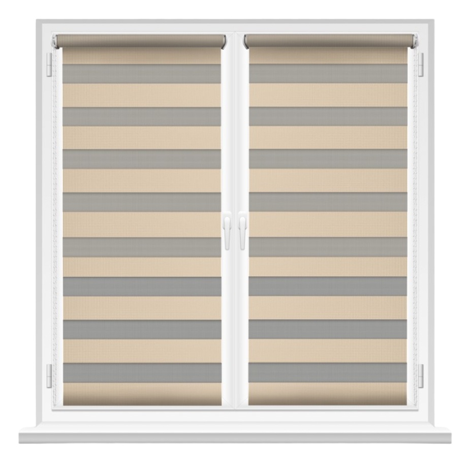 Рулонные шторы Msrolls Day Night 2244/4 Beige/Gray  0.45x1.70m