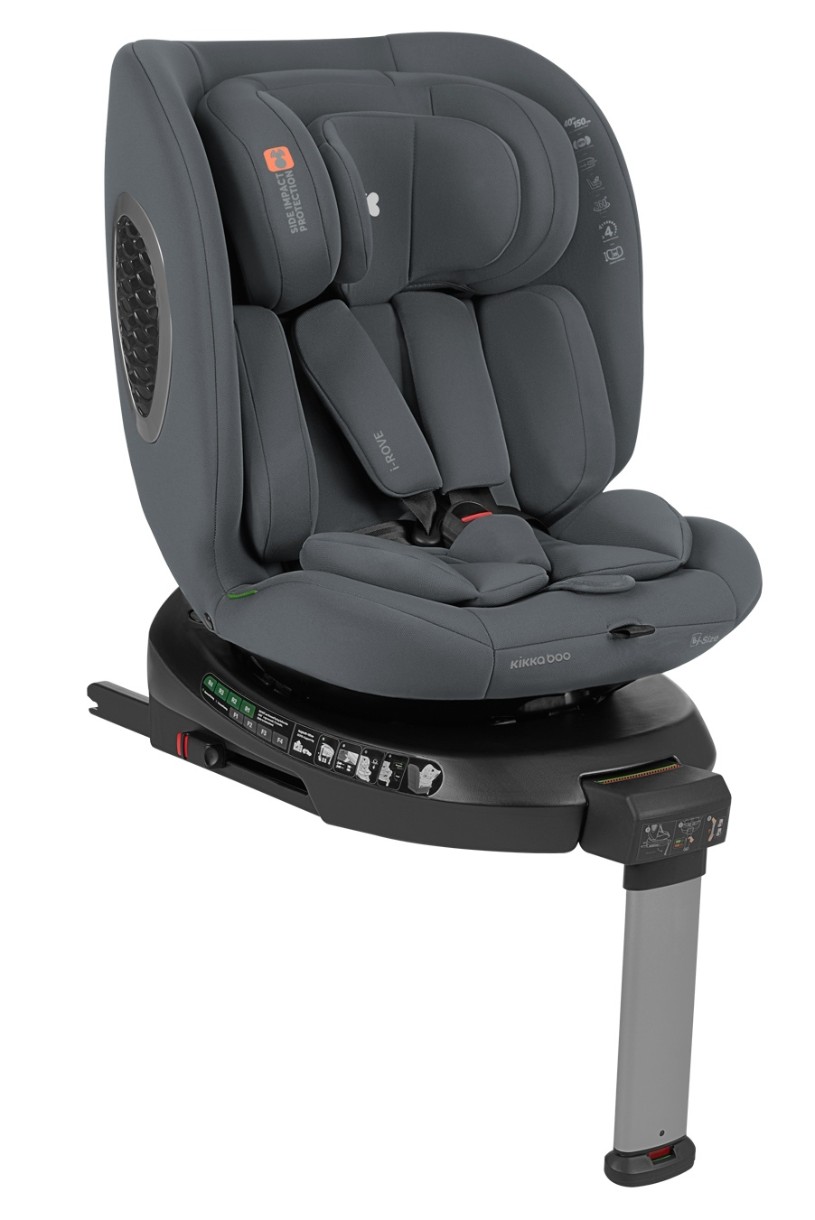 Scaun auto pentru copii Kikka Boo i-Rove i-Size 360 Dark Grey