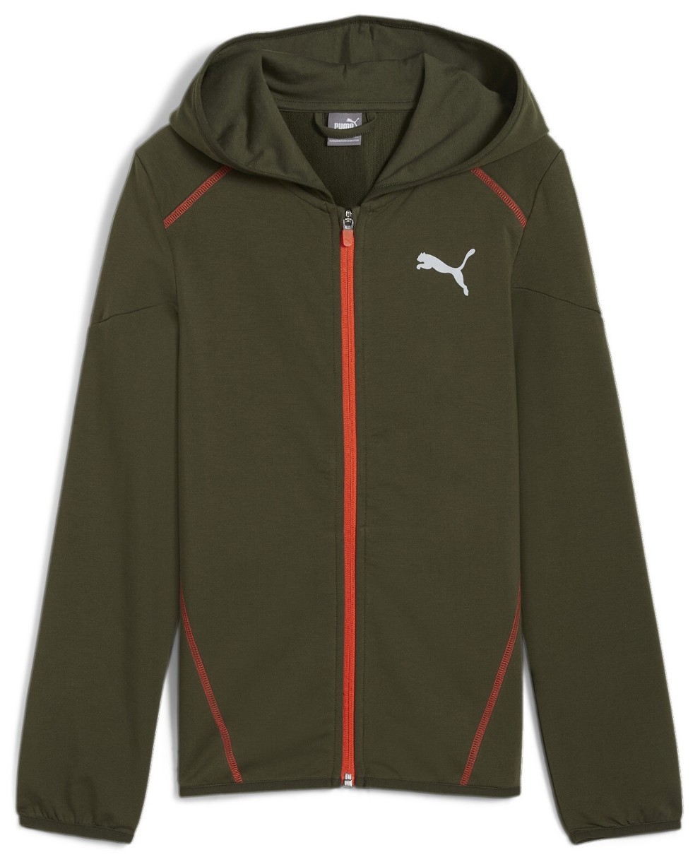 Hanorac pentru copii Puma Active Sports Hoodie Full-Zip Tr B Dark Olive, s.128