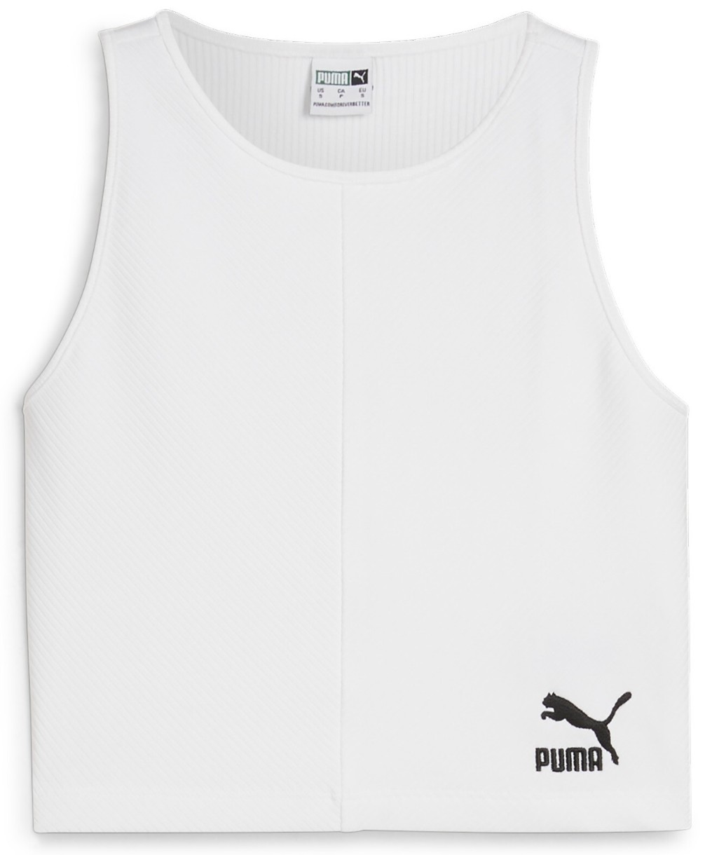 Bustieră Puma Classics Ribbed Crop Top Puma White, s.XS