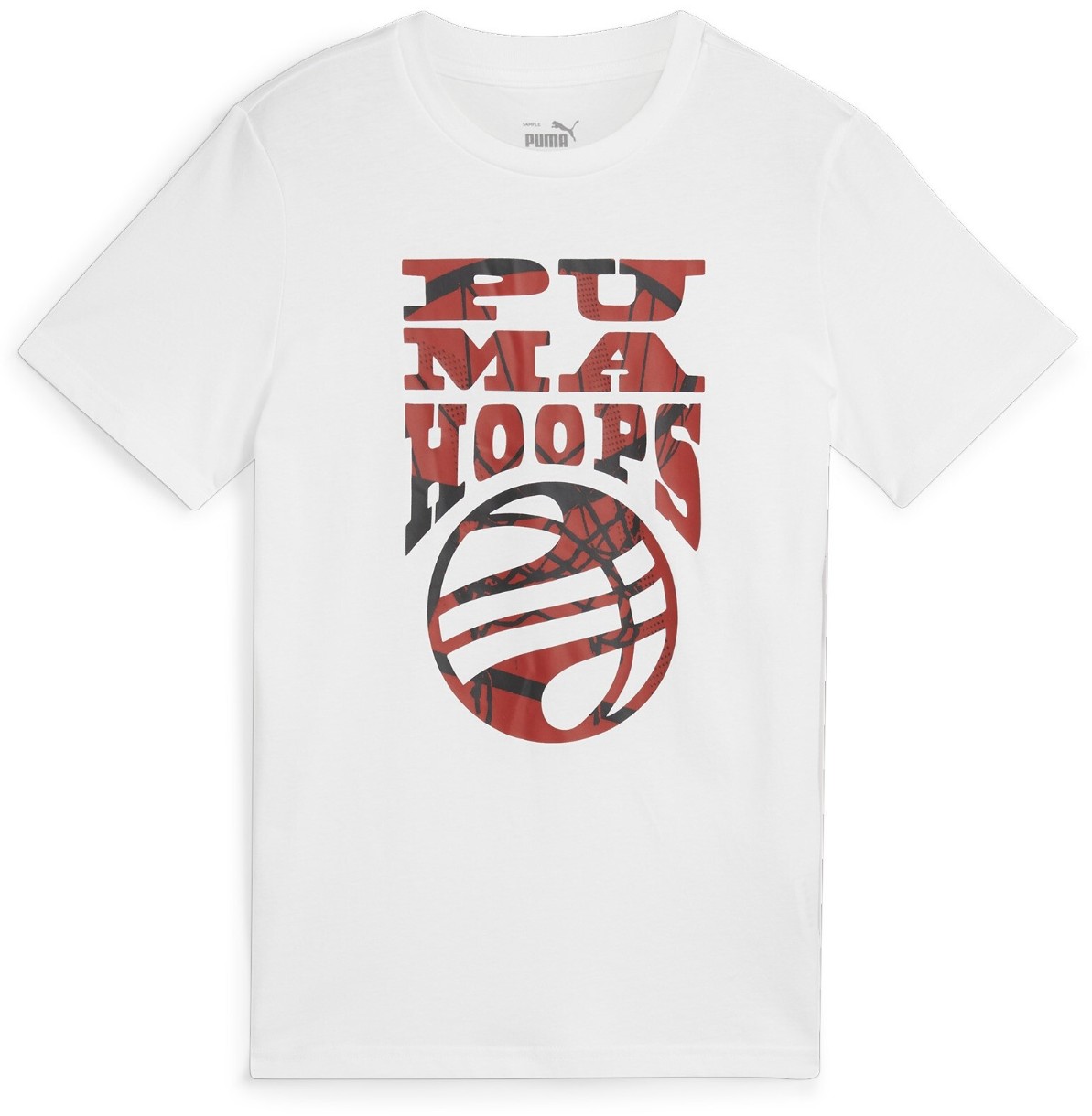 Tricou pentru copii Puma Basketball Blueprint Tee B Puma White/Mars Red, s.152