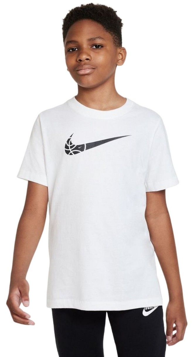 Tricou pentru copii Nike B Nsw Tee Core Bball Hbr Cnct White/Black, s.XL