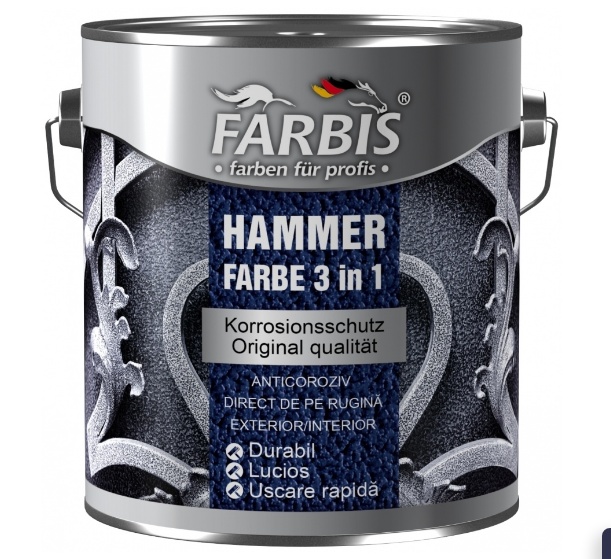 Vopsea Farbis Hammer 3in1 F 1355 Black 0.75 L