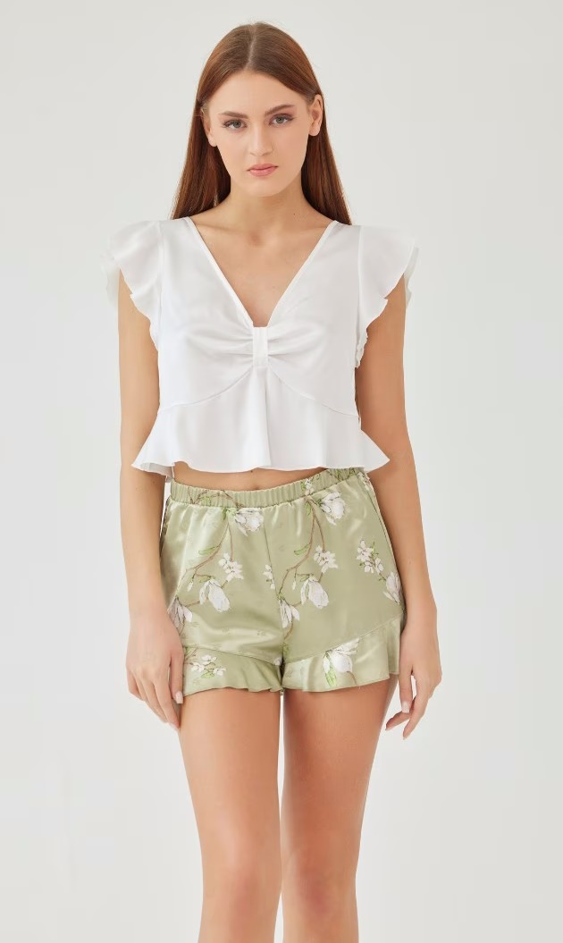 Пижама Ajoure M23619 Ivori/Print Green, s.S