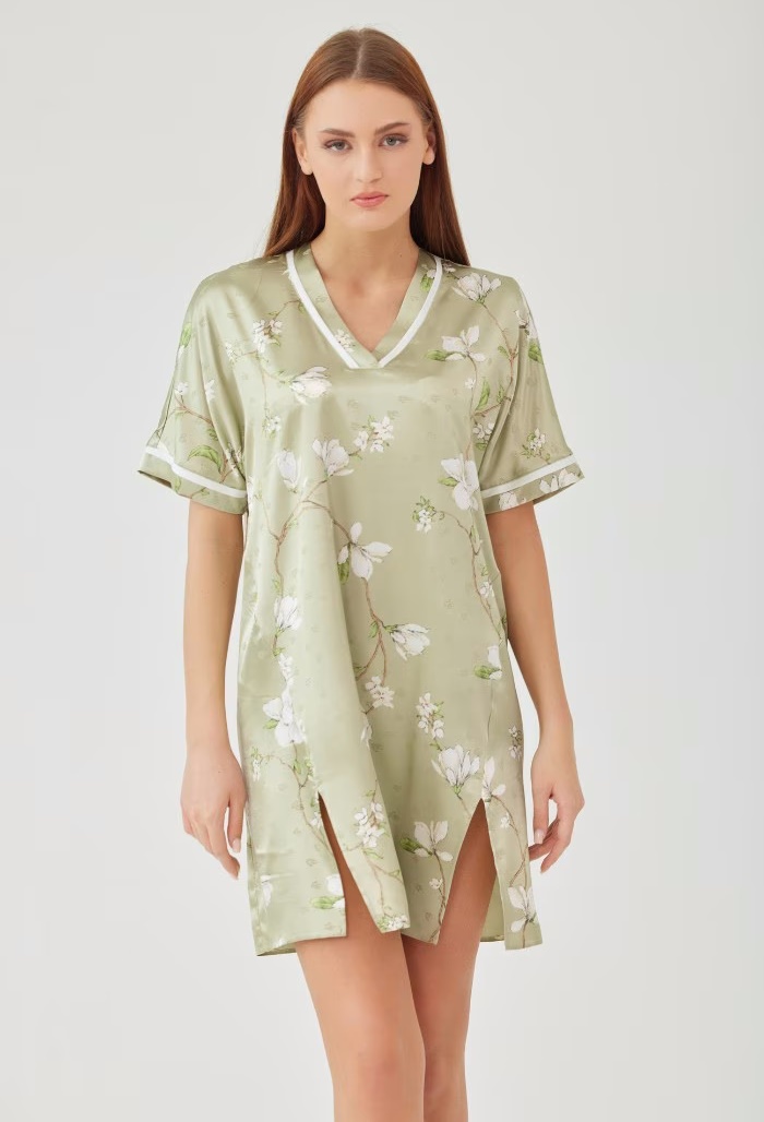 Ночная рубашка Ajoure M4209 Green/Print Flowers, s.3XL