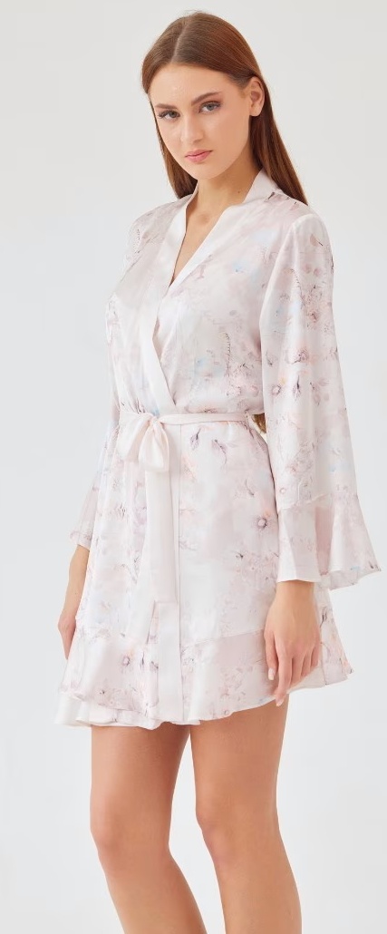 Халат Ajoure M5157 Beige/Print Flowers, s.S