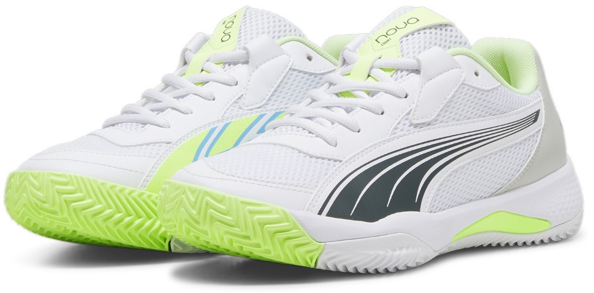 Adidași pentru bărbați Puma Nova Court Puma White/Luminous Blue/Fizzy Apple/Shadow Gray, s.42