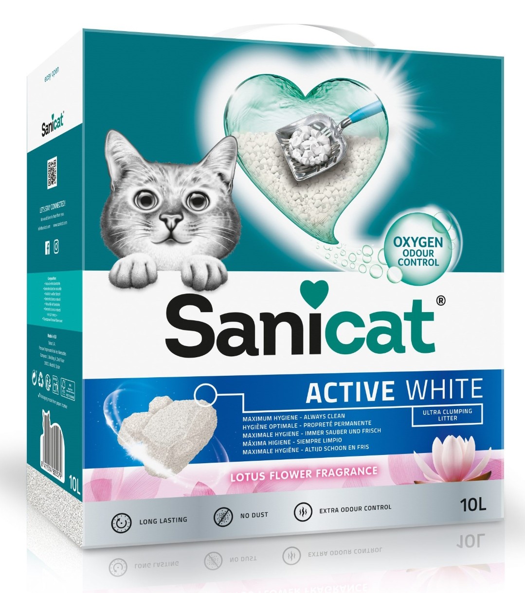 Asternut igienic pentru pisici Sanicat Active White Lotus 10L