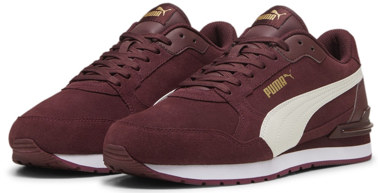 Adidași pentru bărbați Puma St Runner V4 Sd Aubergine/Vapor Gray/Puma Team Gold/Puma White, s.42