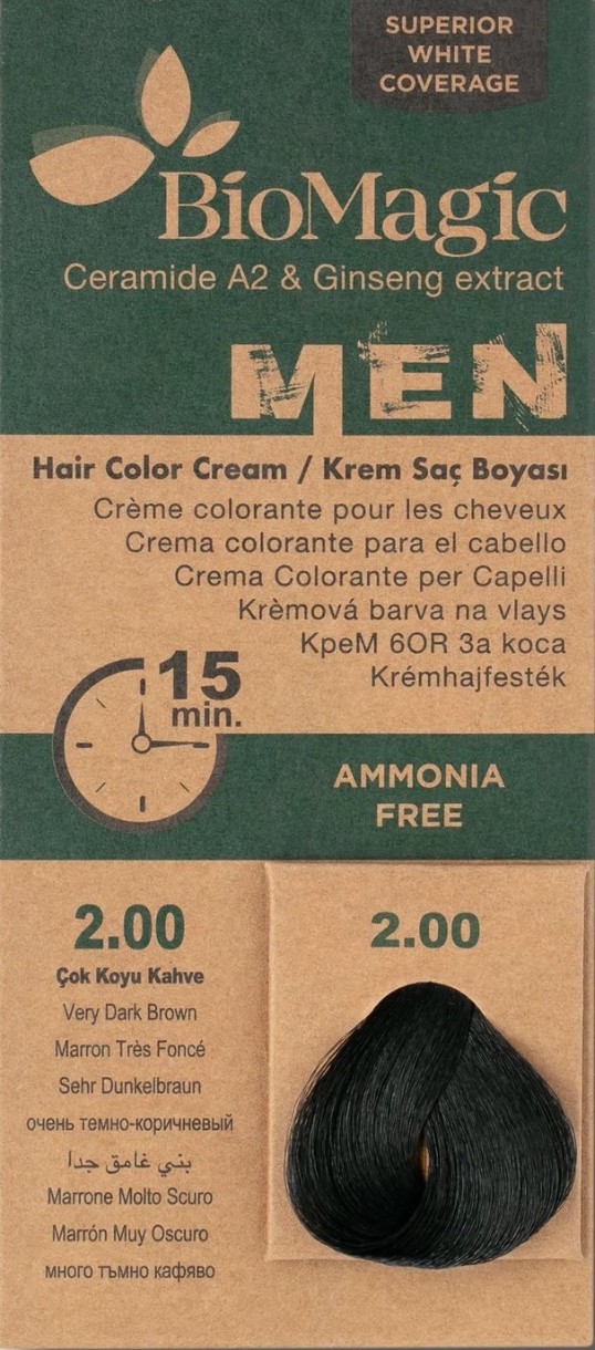 Vopsea pentru păr BioMagic Men 2.00 60ml Very Dark Brown